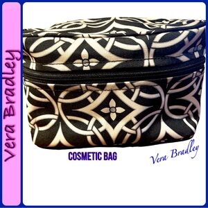 Vera Bradley Black & White Concerta Pattern Zip Around Cosmetic Bag
